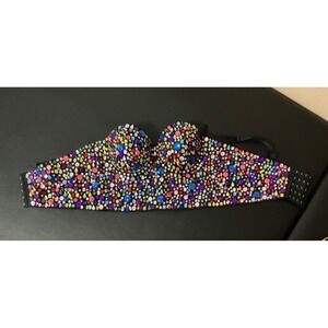 Med Sparkly Rhinestone Bustier Corset Top Embellished Crystals Multi Color